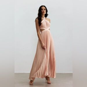 Elegant Peach Halter Maxi Dress